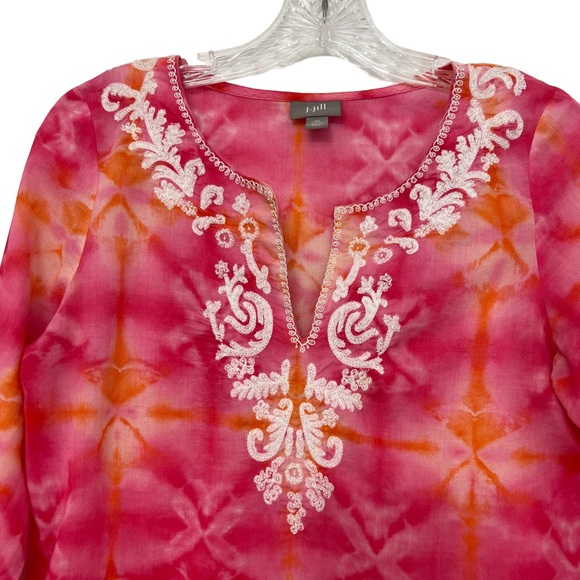 J Jill embroidered tie dye cotton tunic blouse women’s size XS - Picture 3 of 5